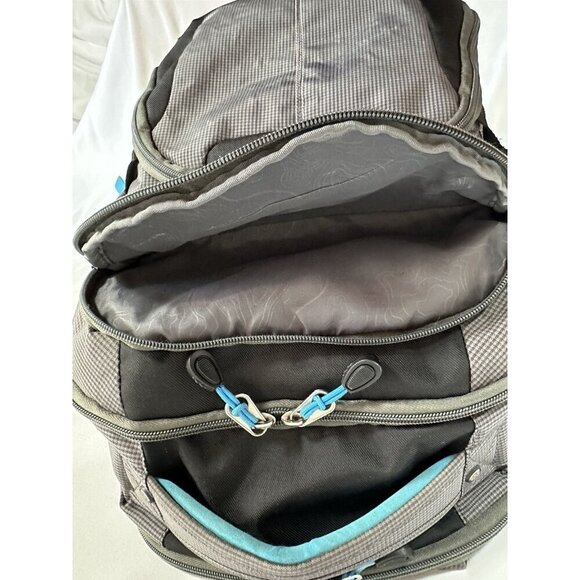 HIGH SIERRA BACKPACK, AQUA/GREY, MULTI-POCKET, 20" X 15", Good COND. - Picture 12 of 16